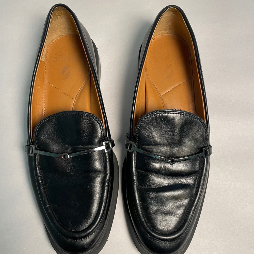 Franco Sarto Women's EDA Loafer Size 6M Classic Slip on Black Leather Office